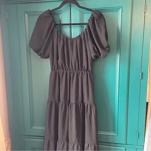 NWT Astr the Label Black Puff Sleeve Dress Sz Small Midi / Maxi
